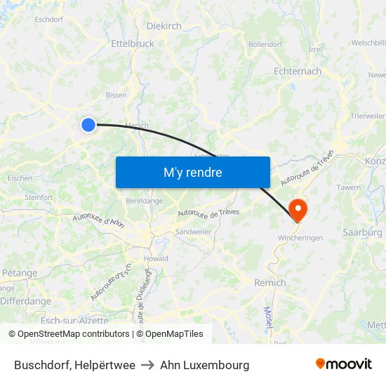 Buschdorf, Helpërtwee to Ahn Luxembourg map