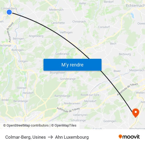 Colmar-Berg, Usines to Ahn Luxembourg map