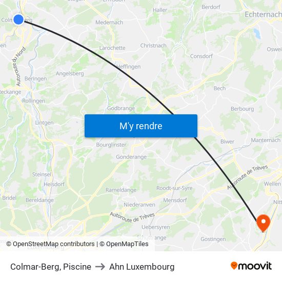 Colmar-Berg, Piscine to Ahn Luxembourg map