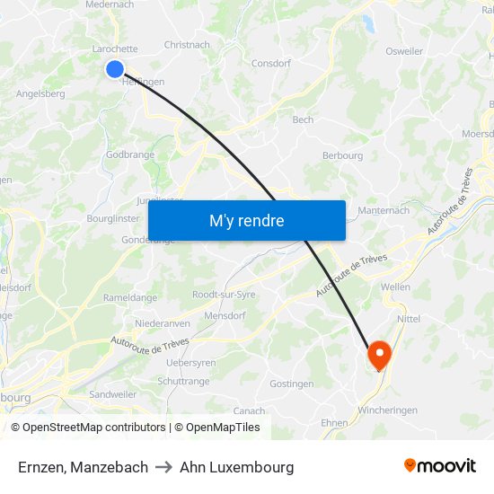 Ernzen, Manzebach to Ahn Luxembourg map