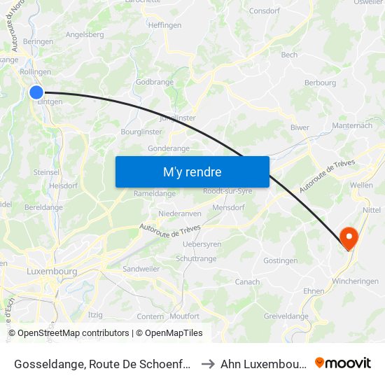Gosseldange, Route De Schoenfels to Ahn Luxembourg map