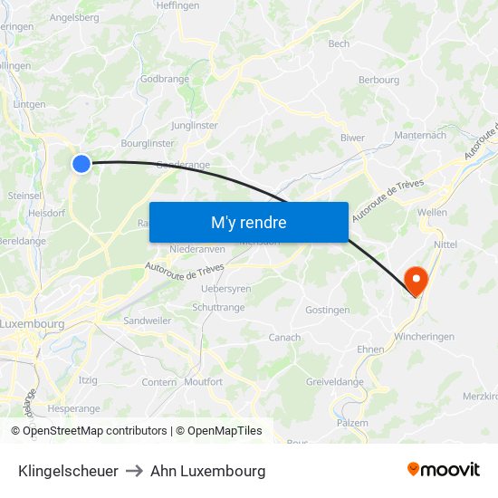 Klingelscheuer to Ahn Luxembourg map