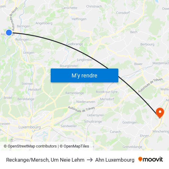 Reckange/Mersch, Um Neie Lehm to Ahn Luxembourg map