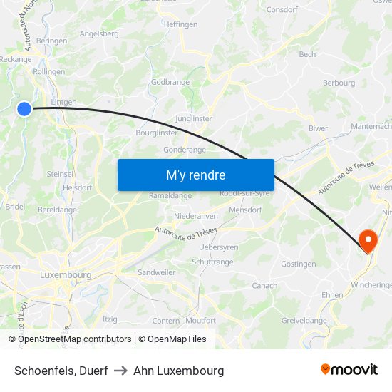Schoenfels, Duerf to Ahn Luxembourg map