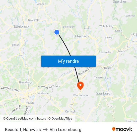 Beaufort, Härewiss to Ahn Luxembourg map