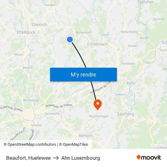 Beaufort, Huelewee to Ahn Luxembourg map