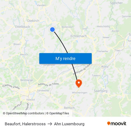 Beaufort, Halerstrooss to Ahn Luxembourg map