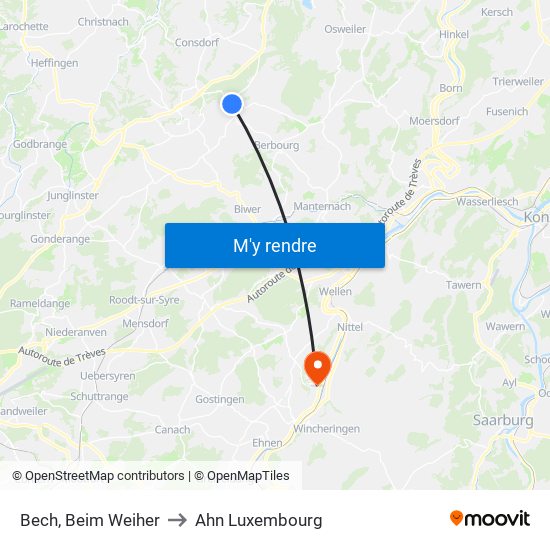 Bech, Beim Weiher to Ahn Luxembourg map