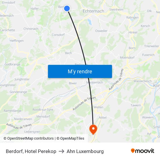 Berdorf, Hotel Perekop to Ahn Luxembourg map