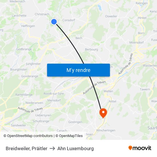 Breidweiler, Präitler to Ahn Luxembourg map