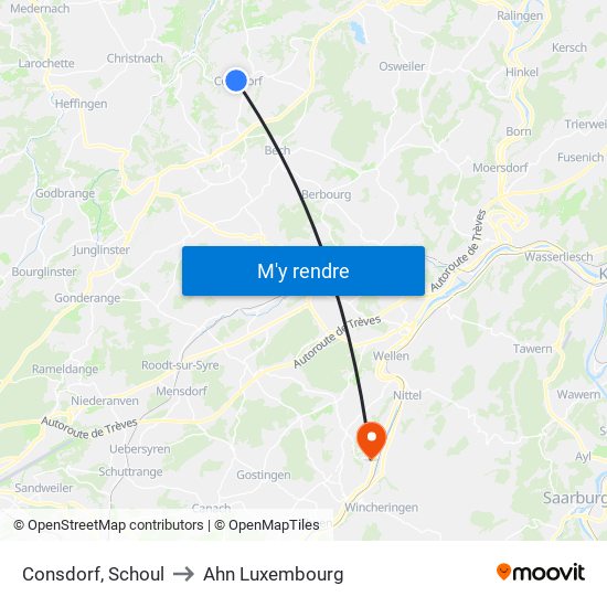 Consdorf, Schoul to Ahn Luxembourg map