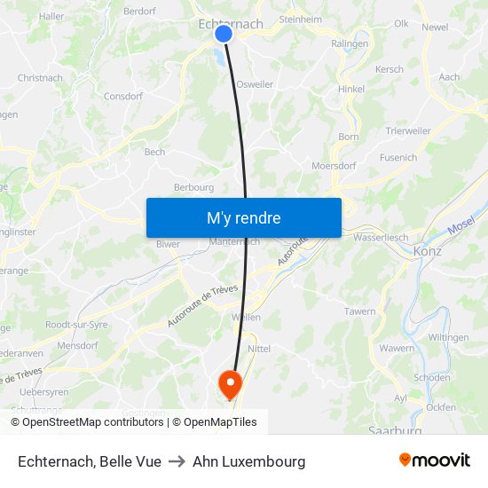 Echternach, Belle Vue to Ahn Luxembourg map