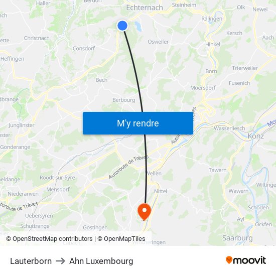 Lauterborn to Ahn Luxembourg map