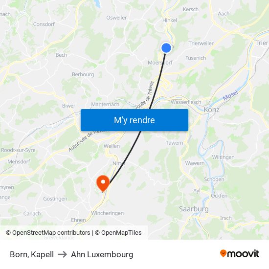 Born, Kapell to Ahn Luxembourg map