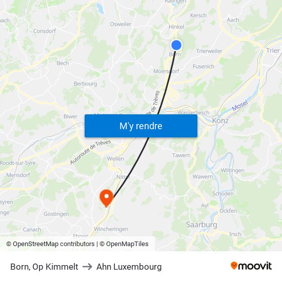 Born, Op Kimmelt to Ahn Luxembourg map