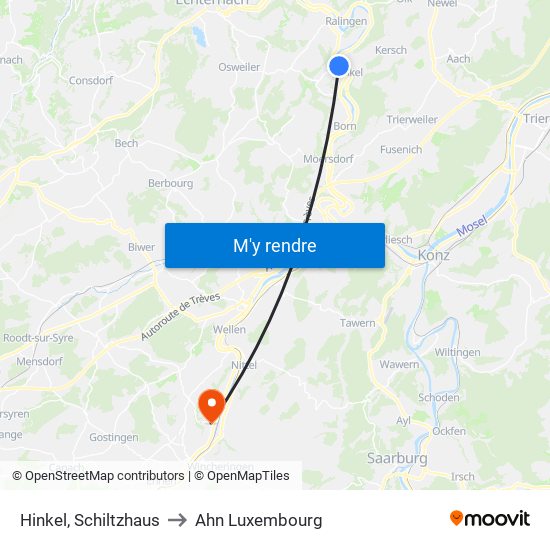 Hinkel, Schiltzhaus to Ahn Luxembourg map