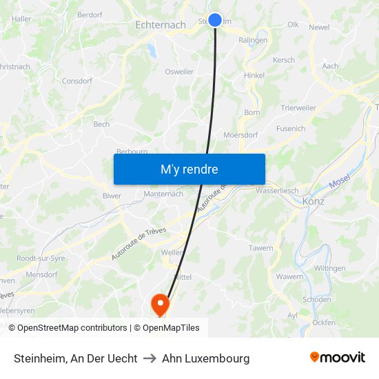 Steinheim, An Der Uecht to Ahn Luxembourg map