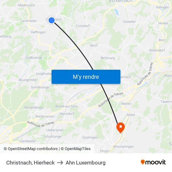 Christnach, Hierheck to Ahn Luxembourg map