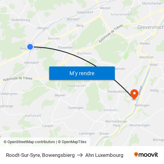 Roodt-Sur-Syre, Bowengsbierg to Ahn Luxembourg map