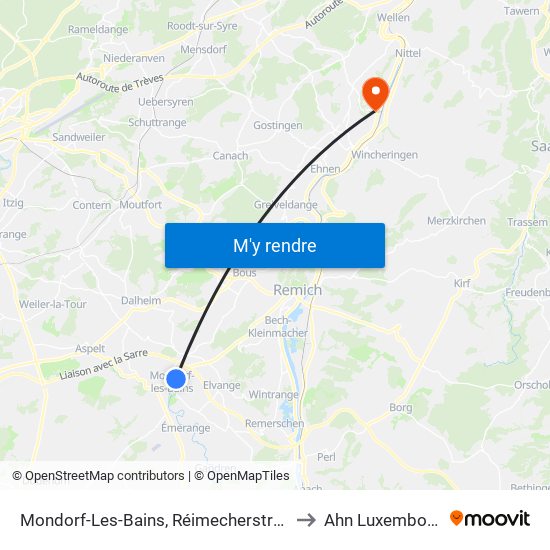 Mondorf-Les-Bains, Réimecherstrooss to Ahn Luxembourg map