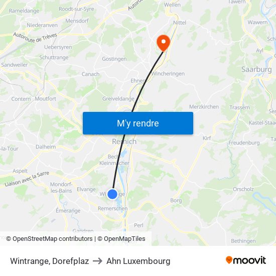 Wintrange, Dorefplaz to Ahn Luxembourg map