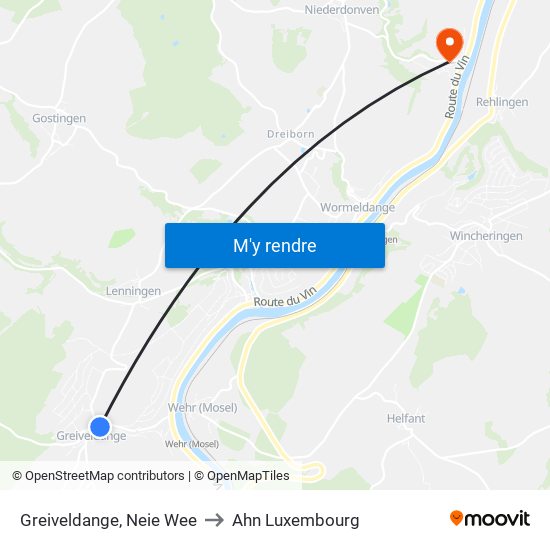 Greiveldange, Neie Wee to Ahn Luxembourg map