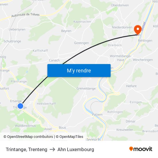 Trintange, Trenteng to Ahn Luxembourg map