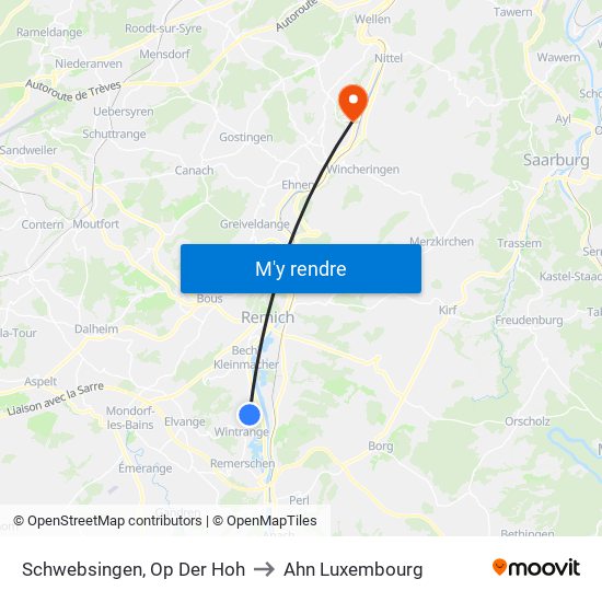 Schwebsingen, Op Der Hoh to Ahn Luxembourg map