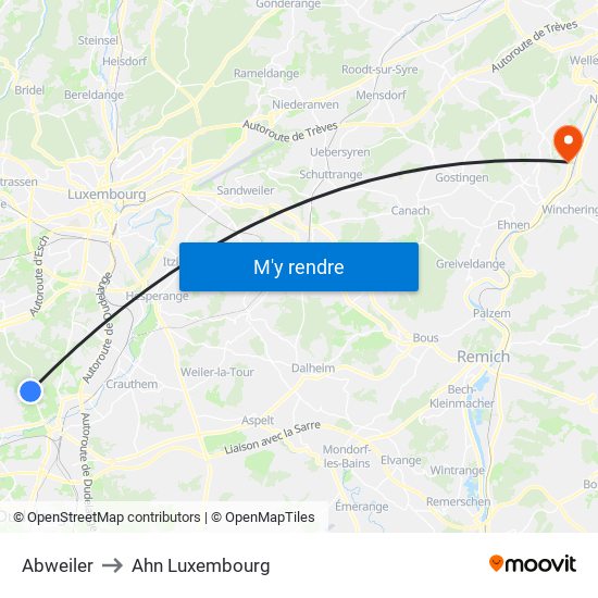 Abweiler to Ahn Luxembourg map