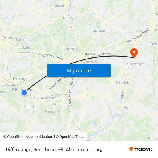 Differdange, Seelebunn to Ahn Luxembourg map