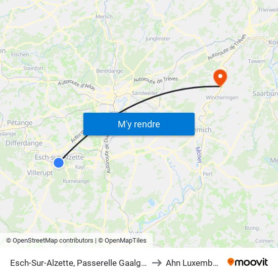 Esch-Sur-Alzette, Passerelle Gaalgebierg to Ahn Luxembourg map