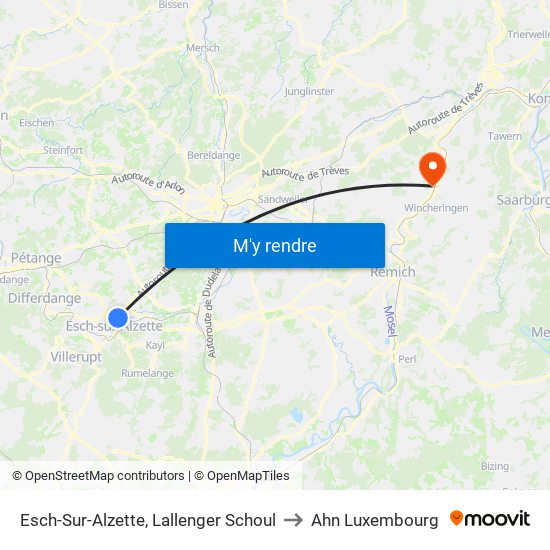 Esch-Sur-Alzette, Lallenger Schoul to Ahn Luxembourg map