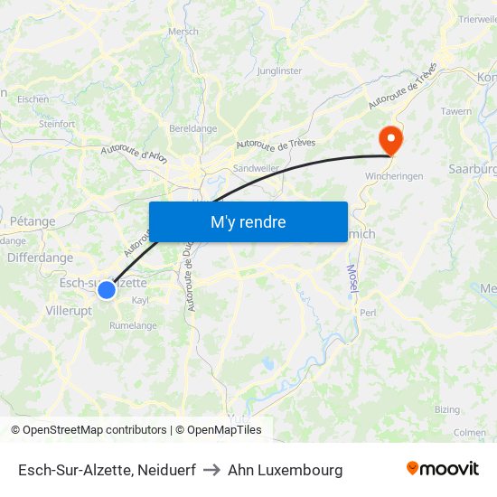 Esch-Sur-Alzette, Neiduerf to Ahn Luxembourg map