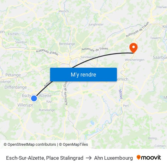 Esch-Sur-Alzette, Place Stalingrad to Ahn Luxembourg map