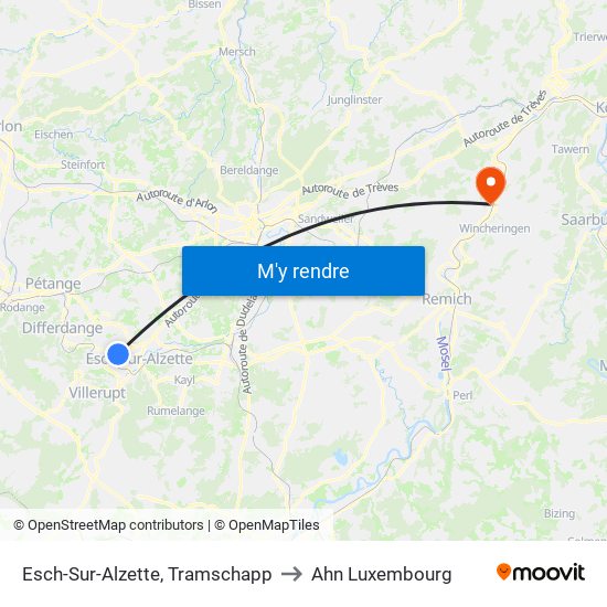 Esch-Sur-Alzette, Tramschapp to Ahn Luxembourg map