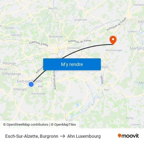 Esch-Sur-Alzette, Burgronn to Ahn Luxembourg map