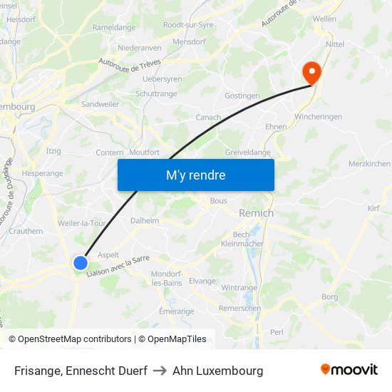 Frisange, Ennescht Duerf to Ahn Luxembourg map