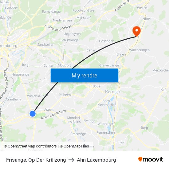 Frisange, Op Der Kräizong to Ahn Luxembourg map