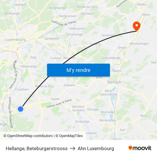 Hellange, Beteburgerstrooss to Ahn Luxembourg map