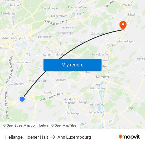 Hellange, Hoëner Halt to Ahn Luxembourg map