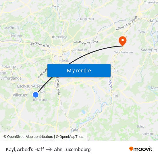 Kayl, Arbed's Haff to Ahn Luxembourg map