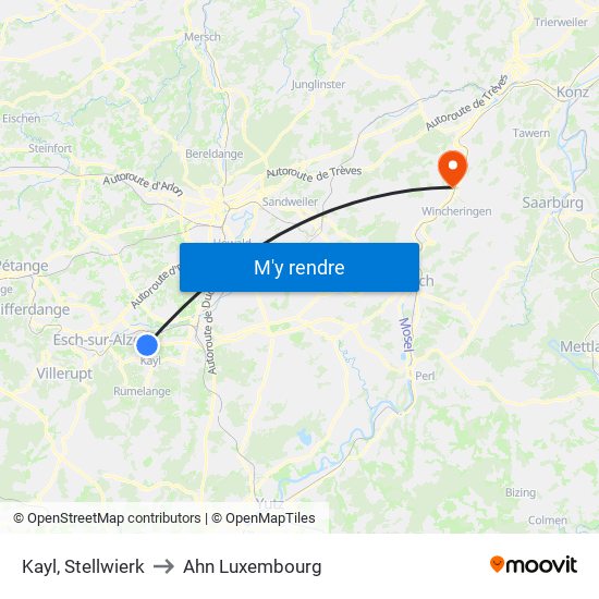 Kayl, Stellwierk to Ahn Luxembourg map