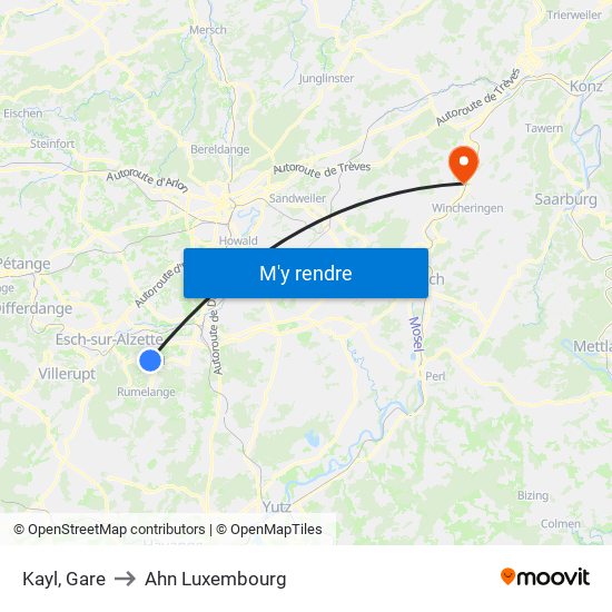 Kayl, Gare to Ahn Luxembourg map