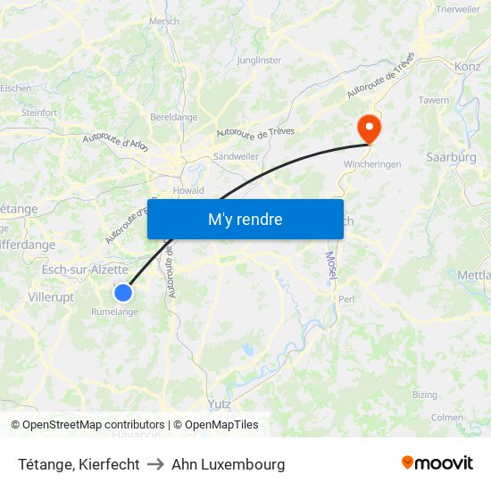 Tétange, Kierfecht to Ahn Luxembourg map