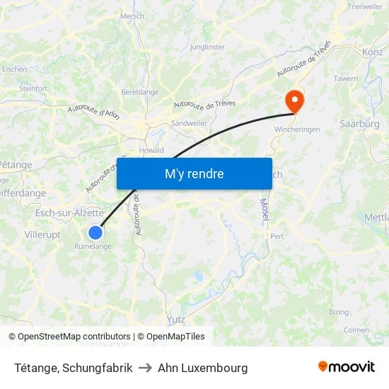 Tétange, Schungfabrik to Ahn Luxembourg map