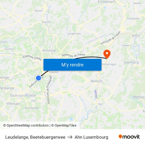 Leudelange, Beetebuergerwee to Ahn Luxembourg map