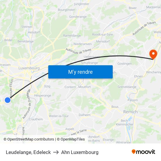 Leudelange, Edeleck to Ahn Luxembourg map