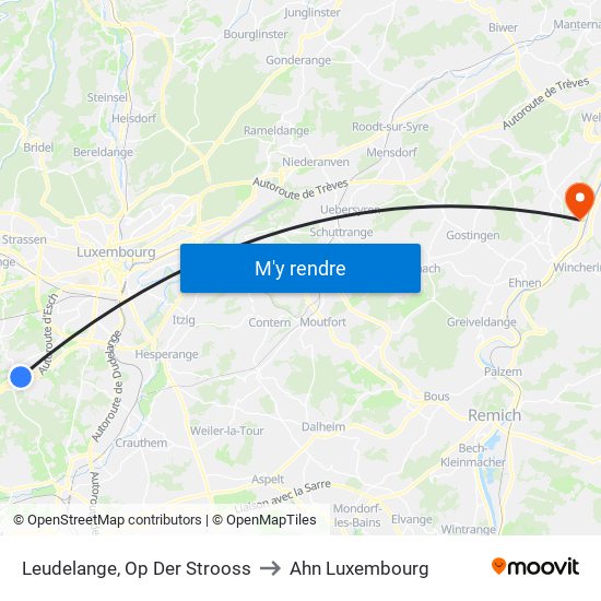 Leudelange, Op Der Strooss to Ahn Luxembourg map