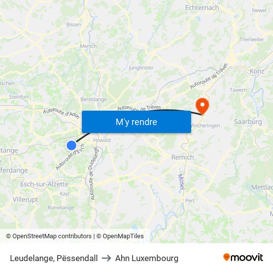 Leudelange, Pëssendall to Ahn Luxembourg map
