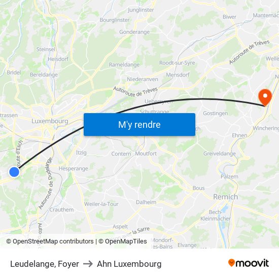 Leudelange, Foyer to Ahn Luxembourg map